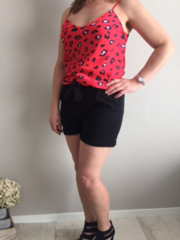 Satijnen top panter rood SALE