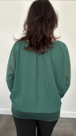 Blouse met boord lange mouw +Size Extra flessen groen
