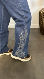 B.S. WIDE leg jeans met glitter vlinders