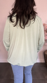 Ballon shirt travel met elastiek licht groen