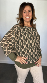 Blouse met boord wavy army