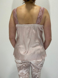 Hemd satijnlook met kant roze