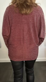 Top Lucy zilver sparkle Bordeaux