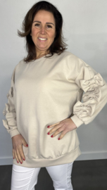 Sweater met strikken op de mouw +SIZE zand