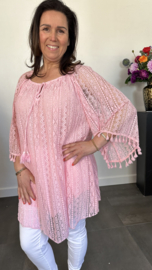 Kanten tuniek trudy +SIZE roze