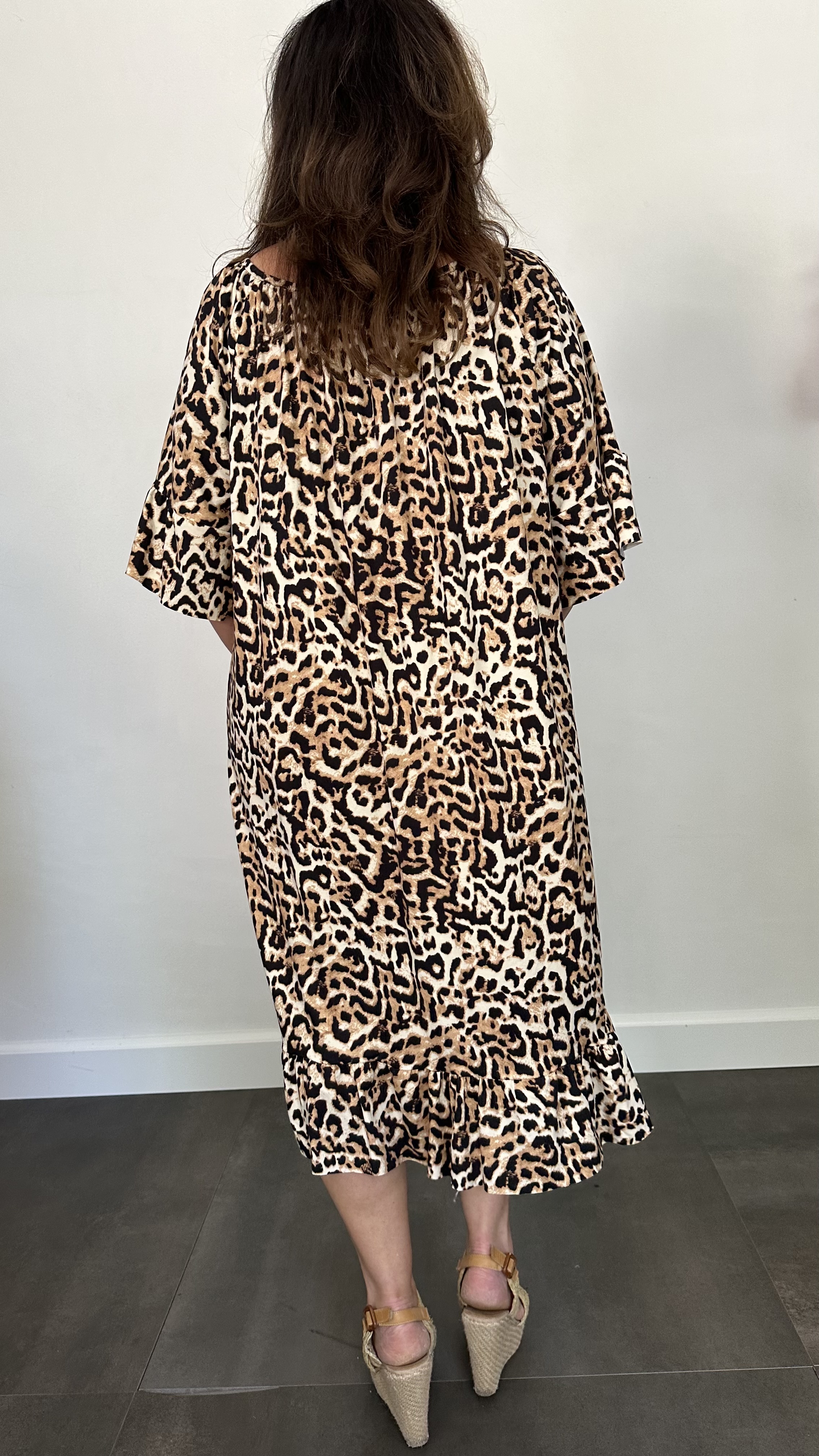 Jurk Aletta soft panter camel +SIZE
