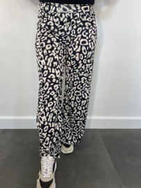 Flared pants panter zwart/ ecru
