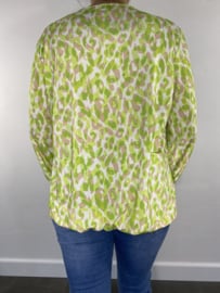 Shirt met plooi en elastiek panter lime