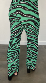 Broek met wijde pijpen tijger groen