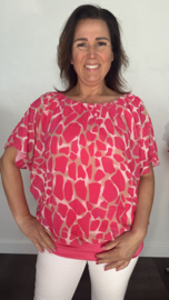 Blouse met boord giraffe fuchsia