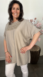Top Esther met glitter Taupe
