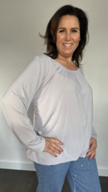 Ballon shirt travel met elastiek licht grijs
