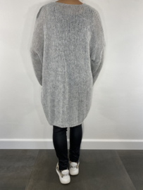 Lange grof gebreide oversized trui Lianne licht grijs