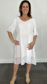 Jurk Anja met kant wit +SIZE