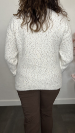 Gebreide trui Iconic Ecru/Bruin/Camel