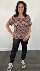 Lederlook CARGO joggjeans met elastiek zwart SALE/ACTIE