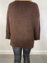 Oversized gebreide zachte trui Lia donker bruin