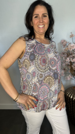 Ballon top Mandala blauw/wit/roze