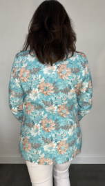 Blazer gebloemd turquoise