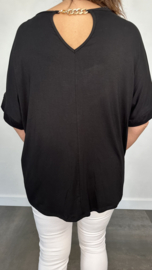 T-shirt Chanelle zwart +size