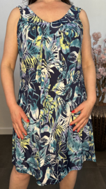 Jurkje met V-hals Leaves marine/mint/lime