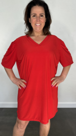 Tuniek / jurk Gina travel met pofmouw rood