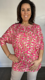 Shirt Debby fantasy met vleermuismouw fuchsia SALE