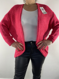 Kort grof gebreid vest fuchsia