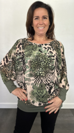 Blouse met boord animal flower army