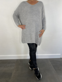 Grof gebreide oversized trui licht grijs