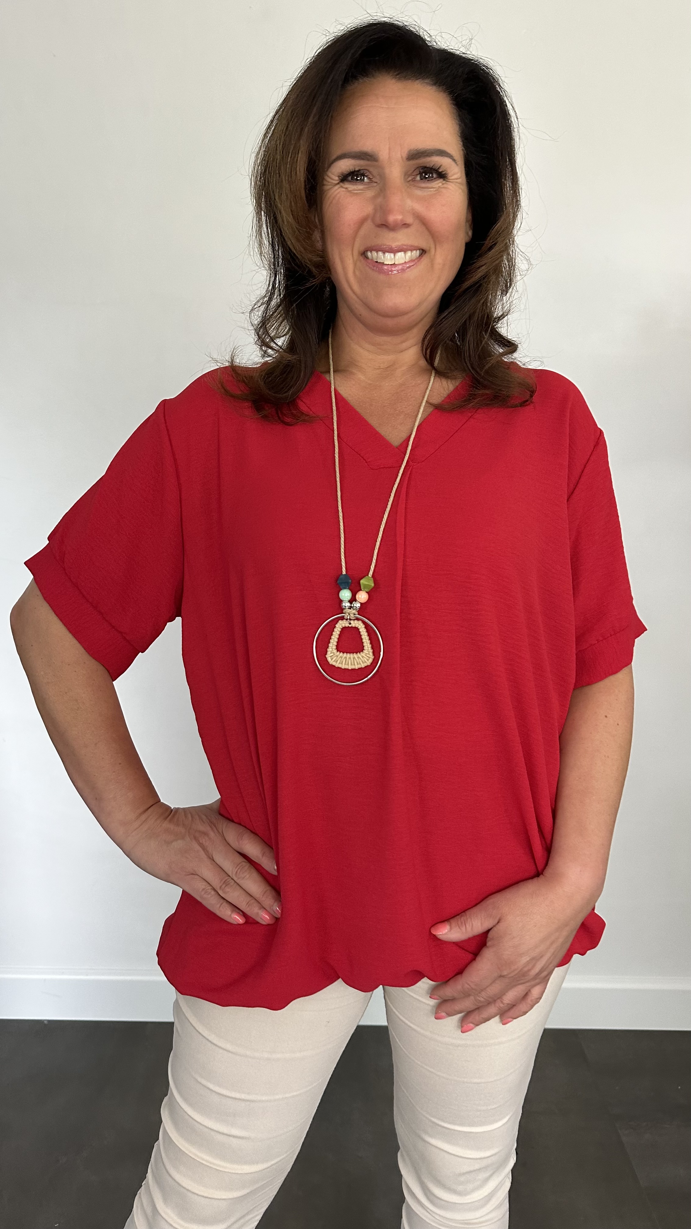 Top Maya korte mouw +SIZE Rood