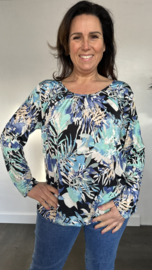 Ballon shirt met elastiek julia zwart/blauw