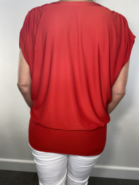 Overslag top met elastische boord korte mouw rood
