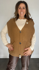Mouwloos vest met knopen camel