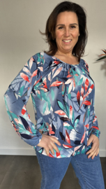 Ballon shirt met elastiek maartje blauw