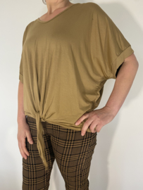 T-shirt met knoop tabac