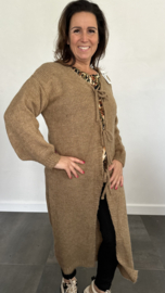Lang vest met strik sluiting camel