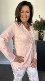 Kanten blazer roze