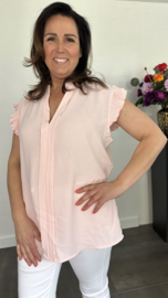 Top Elena met plisse ruche roze