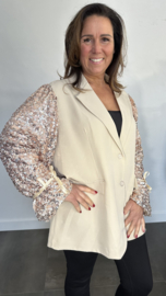 Blazer met pailletten + SIZE beige/zand