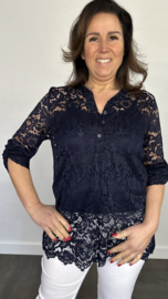 Kanten blouse Kyra 2-delig marine