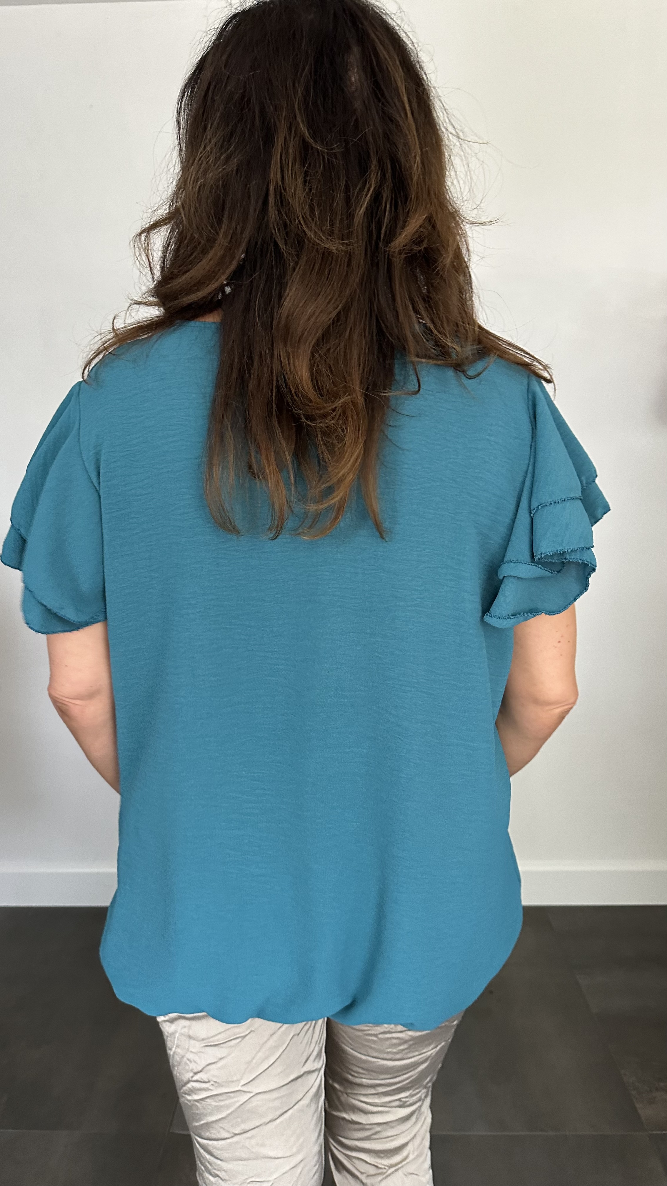 Shirt Celine met ketting petrol +SIZE