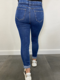 Stretch jeans met knopen en elastiek SALE