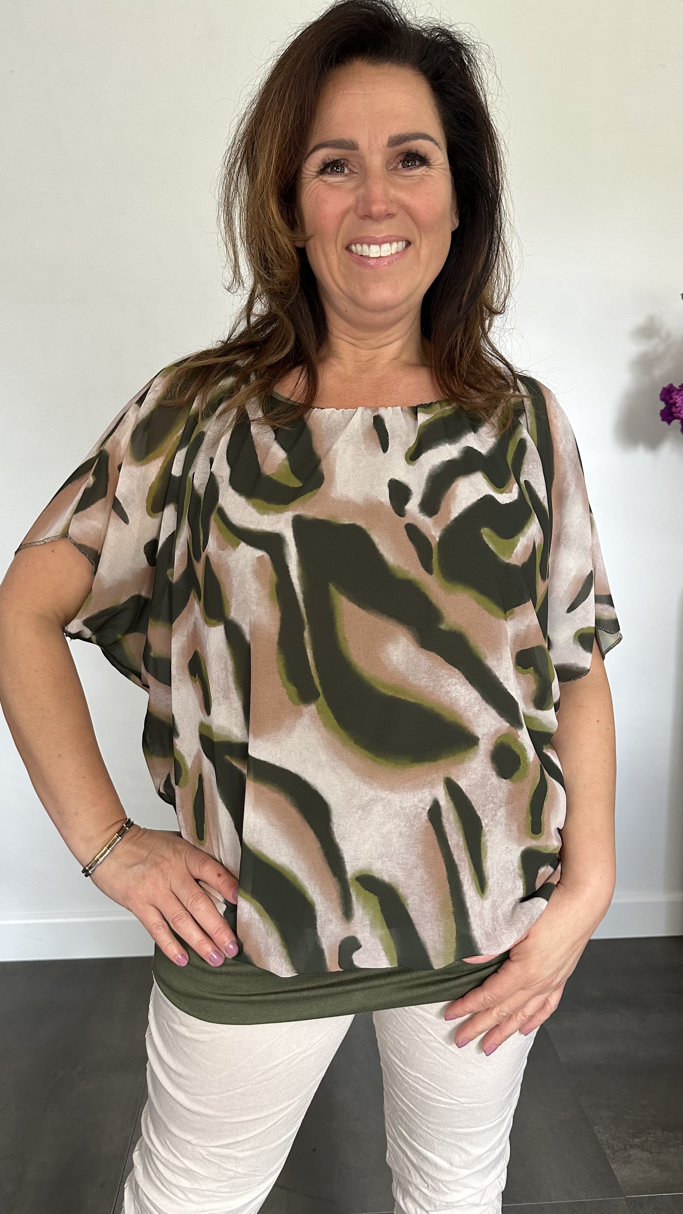 Blouse met boord lava army