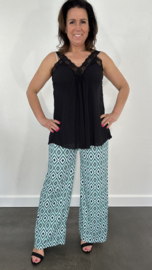 Broek met wijde pijp diamant mint