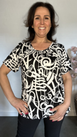 Ballon shirt met elastiek Magic zwart/wit