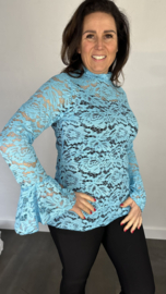 Kanten top Jill turquoise SALE