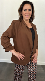 Blazer Marjan met gesmokte mouw bruin