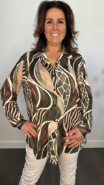 Stretch blouse soft Animal mix Army