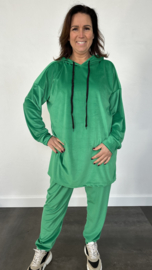 2-Delig velvet comfy pak met capuchon groen +SIZE SALE